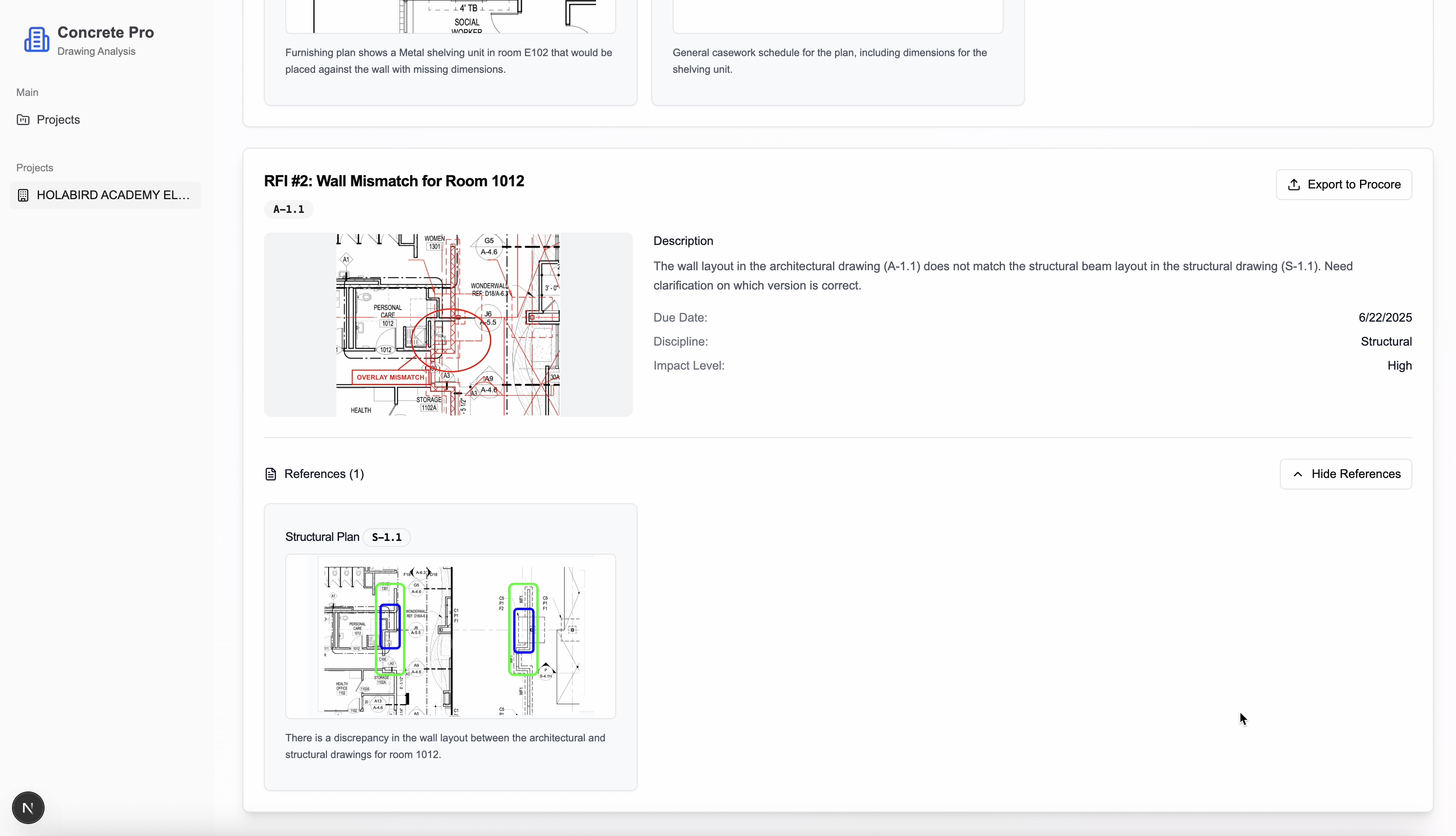 Generate RFIs for overlay mismatches